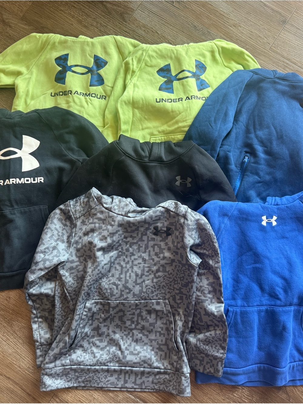 Lot of 7 Under Armour Kids Logo Hoodies Bundle